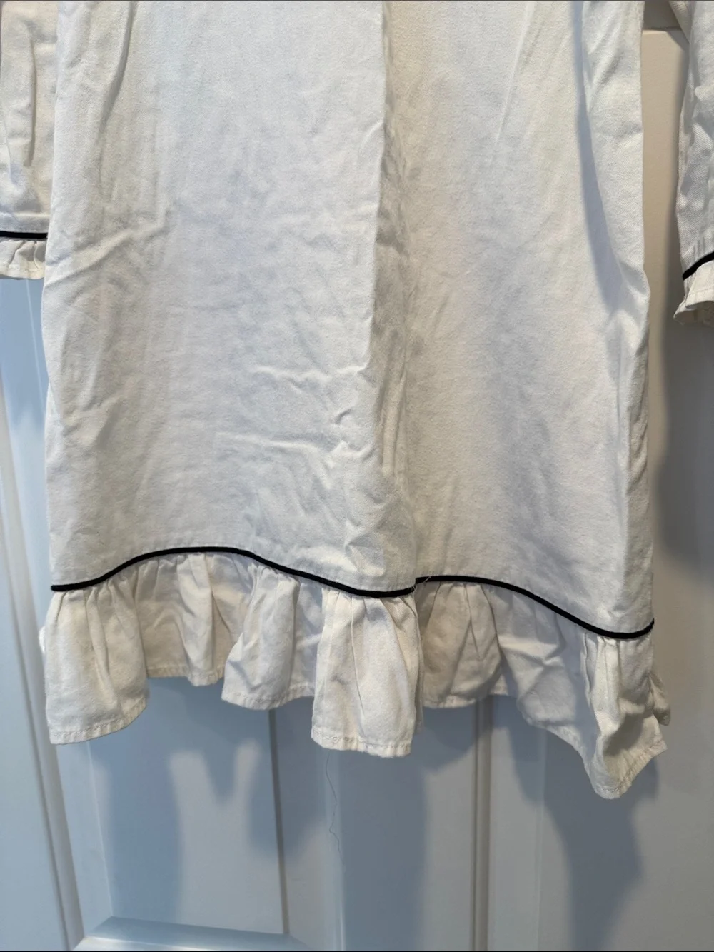 Petite Plume Victoria Girls Cotton Nightgown White with Black Trim 5